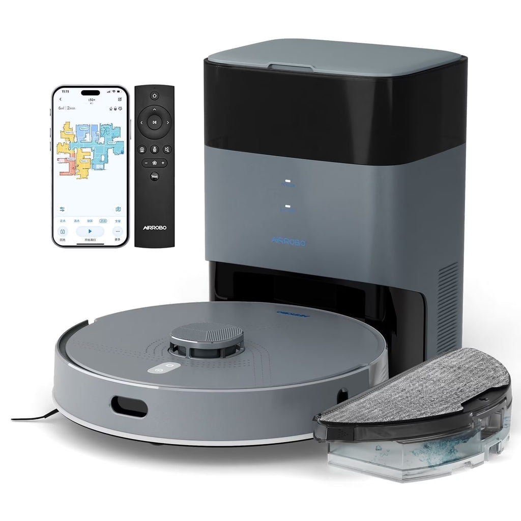 (2025Upgrade) AIRROBO L50 Self-Empty Robot Vacuum and Mop Combo with Ultrasonic Carpet Inspection��5500Pa Powerful Suction for Pet Hair