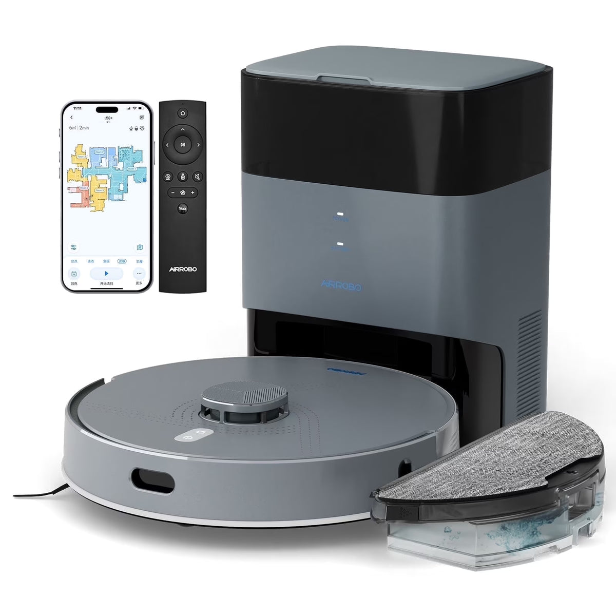 (2025Upgrade) AIRROBO L50 Self-Empty Robot Vacuum and Mop Combo with Ultrasonic Carpet Inspection��5500Pa Powerful Suction for Pet Hair