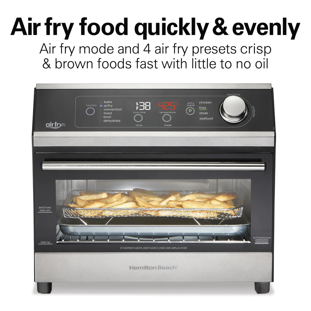 Hamilton Beach Digital Air Fryer Toaster Oven Combo, 10 Ways to Cook, 4 Preset Functions, 1800 Watts, Stainless Steel