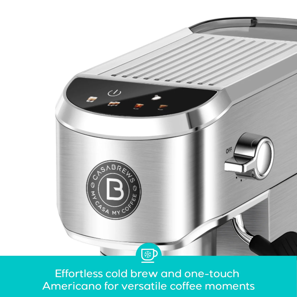 CASABREWS CM5418 Plus 20-Bar Semi-Automatic Espresso Machine & Coffee Maker with Steam Wand, Cold Brew Function, Stainless Steel, Silver