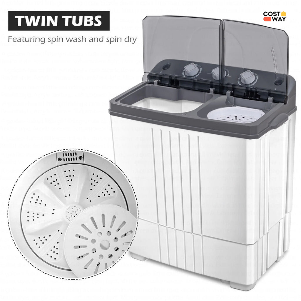 Costway Twin Tub 20Lbs Top Load Washing Machine with Gravity Drain