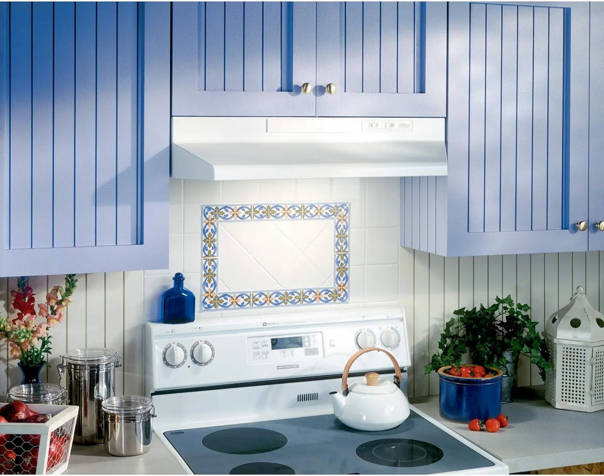 Broan-NuTone F403611 Two Four White 36-inch Under-Cabinet 4-Way Range Hood, with 2-Speed Exhaust Fan and Light