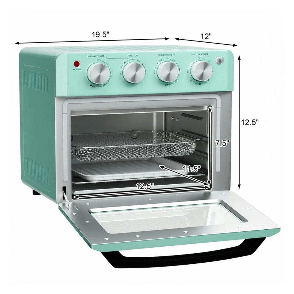 GVN Extra Large Countertop Oven,19 Qt Dehydrate Convection Air Fryer Toaster Oven with 5 Accessories-Green