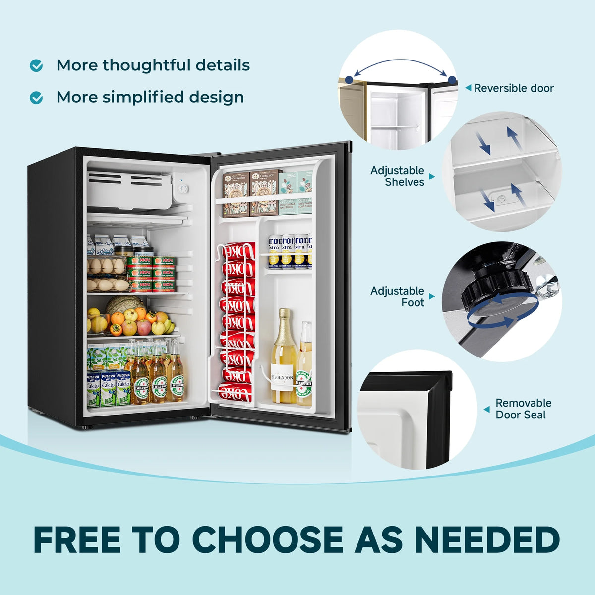 Simzlife 3.0 Cu.ft Upright Freezer,Single Door Compact Design,Reversible Stainless Steel Door,Suitable for Home,Dorm,Apartment and Office,Black