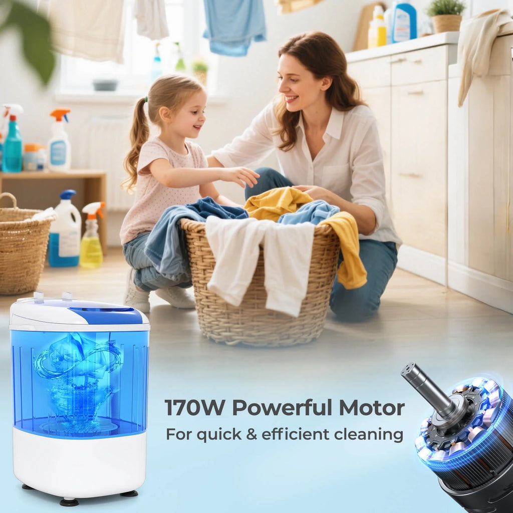 Costway Portable Washing Machine 5.5 lbs Mini Top Load Washer with Removable Spin-Dry Tub Blue