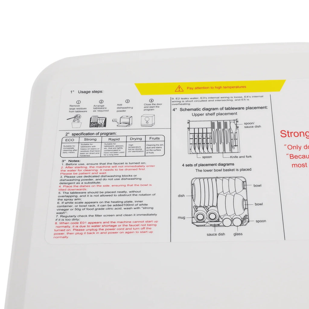 White Portable Mini Dishwasher, Countertop Dishwasher, Household Mini Dishwasher for Homes, Apartments