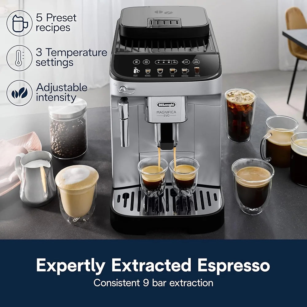 DeLonghi Magnifica Evo Automatic Espresso & Coffee Machine, 6 Recipe - ECAM29043SB