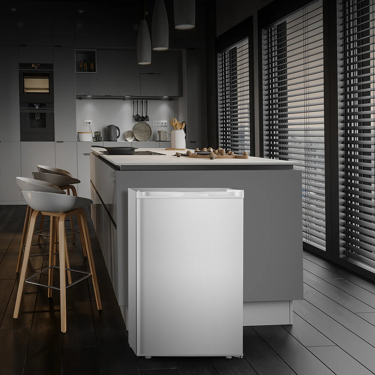 Moifoi 3.0 Cu.ft Upright Freezer, Reversible Single Door Vertical Freezers w/ Removable Shelf, Energy Saving, Silver
