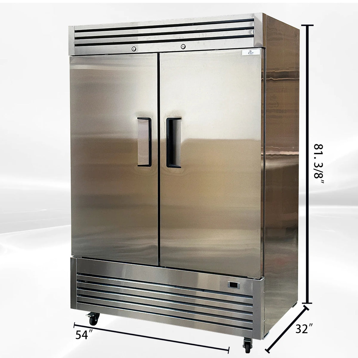 Commercial Reach in Refrigerator, 54" x 32" x 81 3/8", 42 Cubic Ft, Double Door Stainless Steel Fridge, for Restaurant