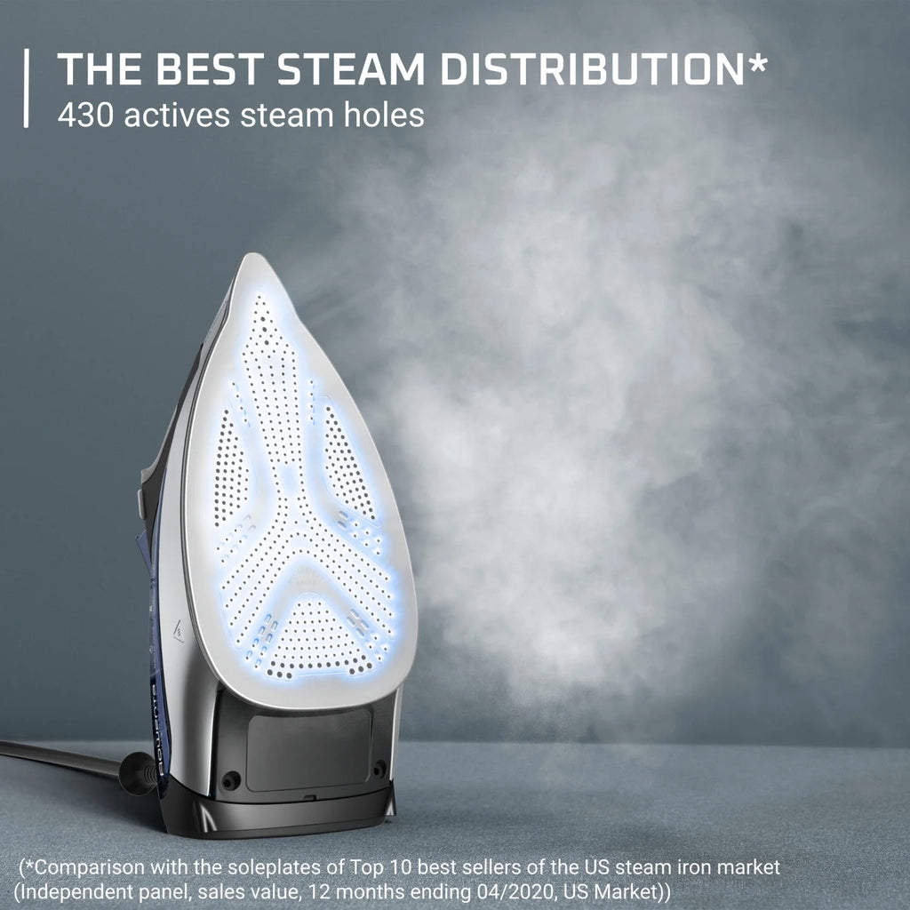 Rowenta Ultimate+ Steam Iron, Vertical Steam, Auto-Off, Black & Blue, DW8350U1