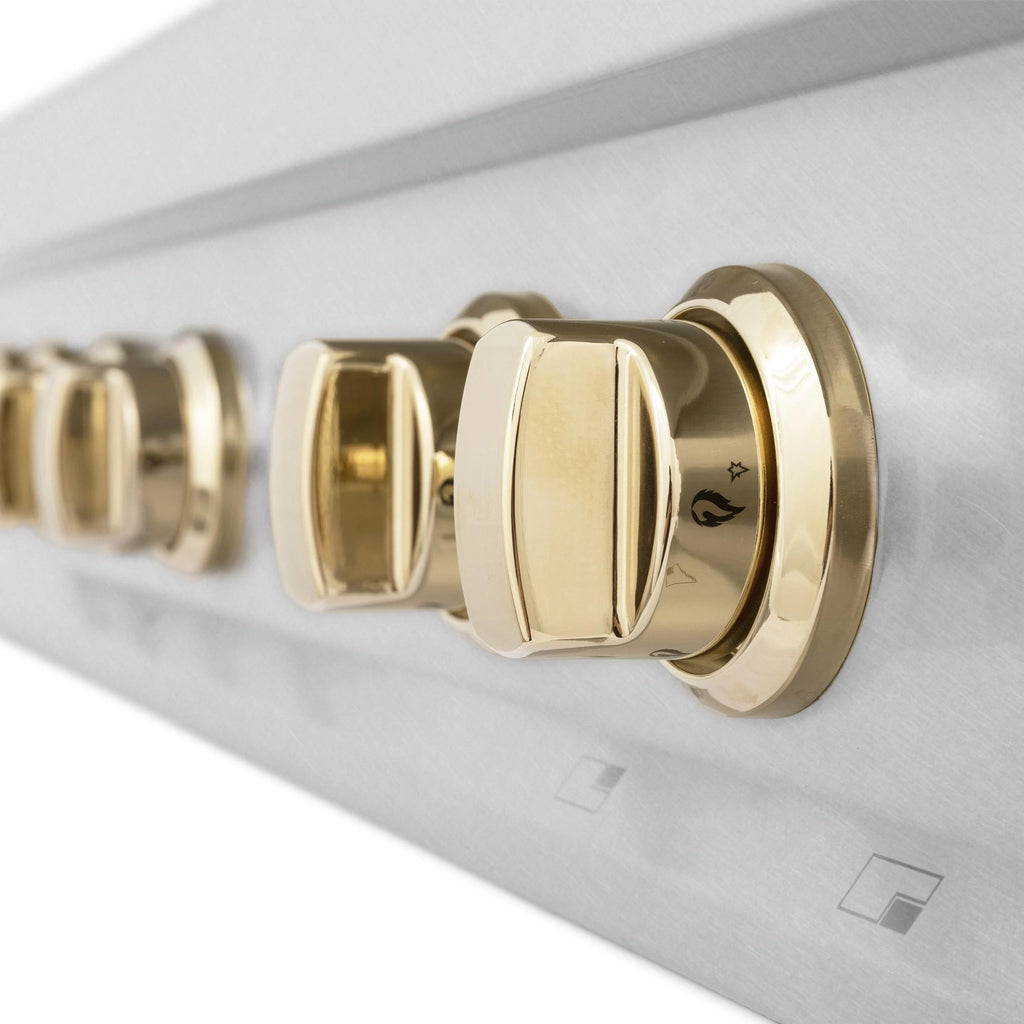48" ZLINE Autograph Edition DuraSnow Stainless Steel Range Hood with White Matte Shell and Champagne Bronze Handle