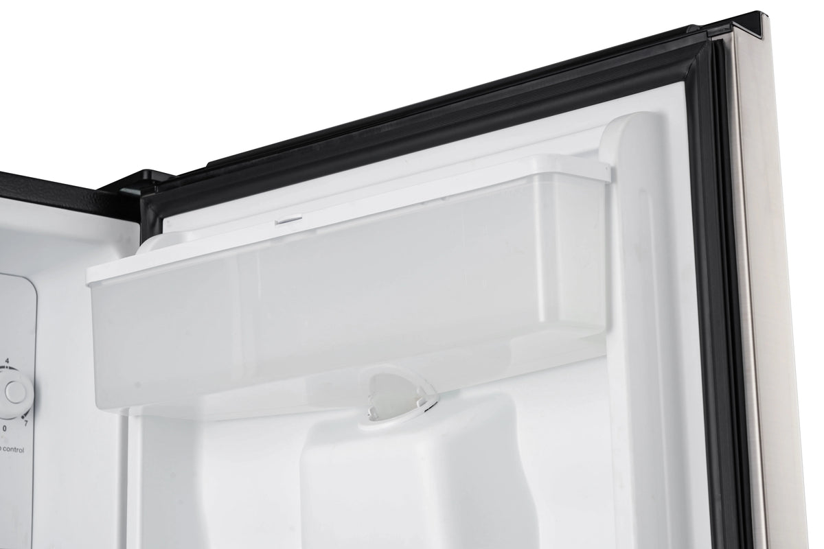 Galanz 6.5 Cu ft One Door Refrigerator, with Water Dispenser, Stainless Steel Look, Estar, New