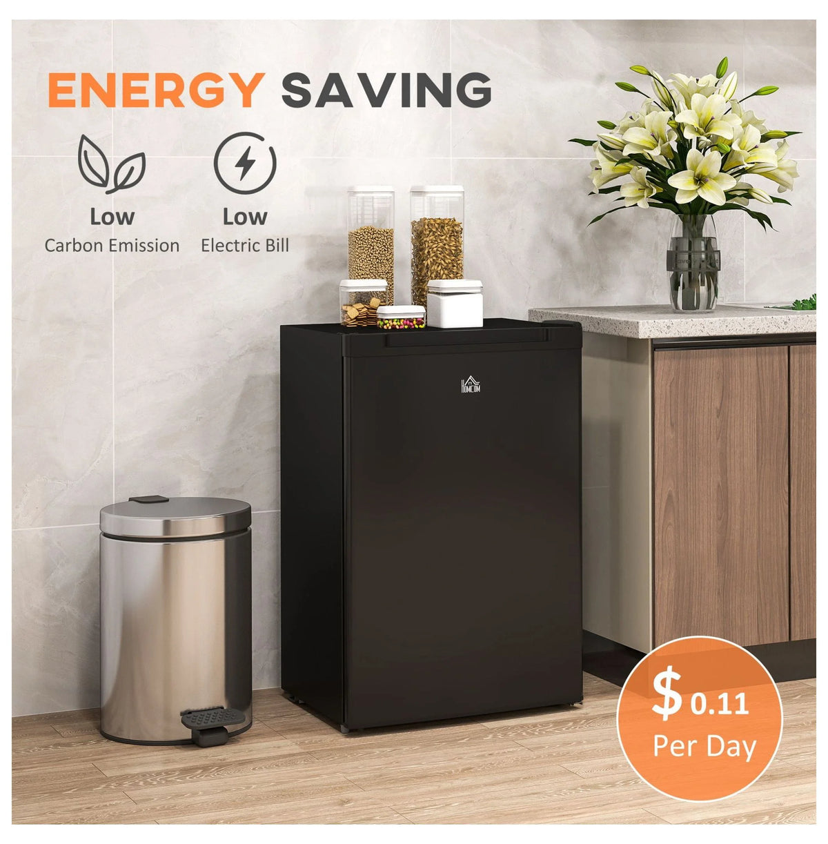 3 Cu Ft Small Upright Freezer Black Adjustable Thermostat Reversible Door for Apartments