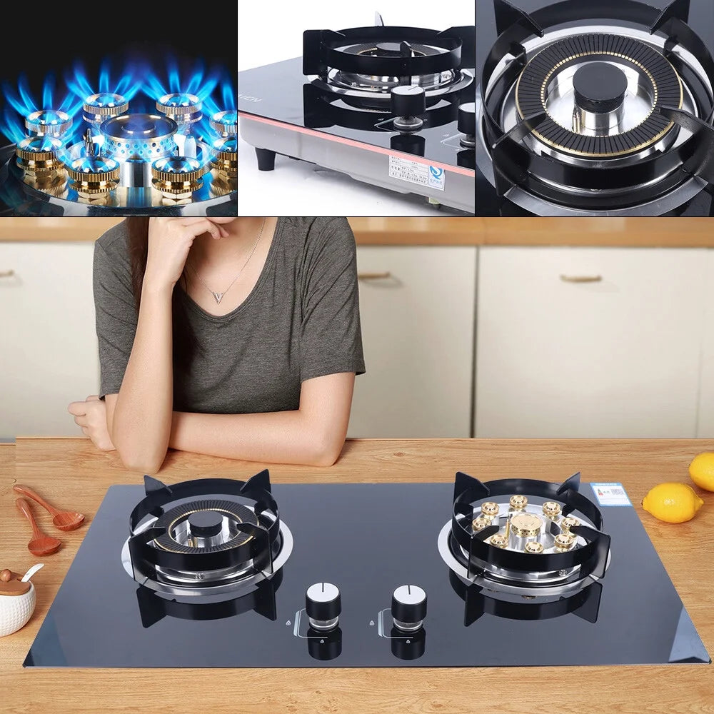 2-Burner Natural Gas Stove, Built-in Gas Cooktop Stove for Home Kitchen