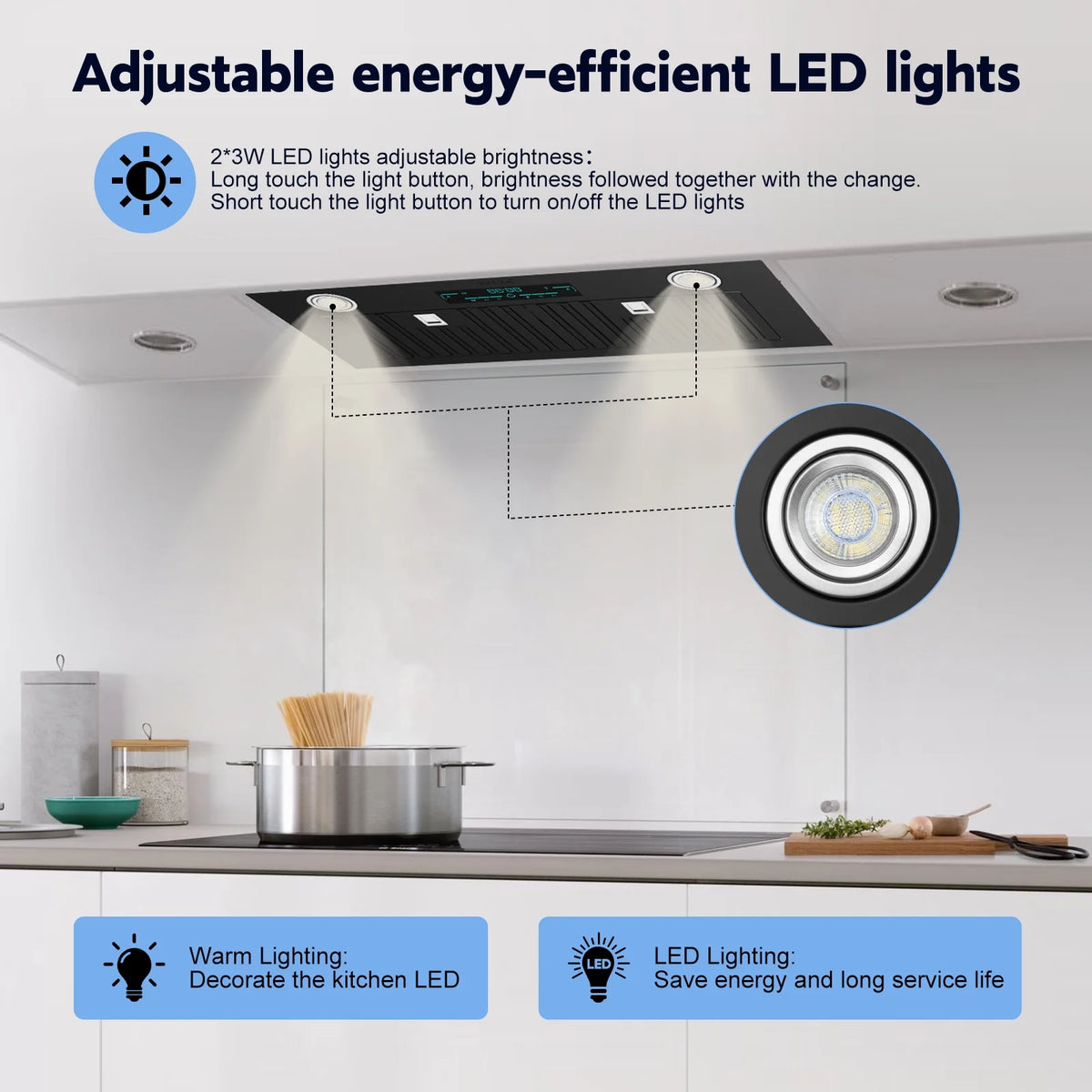 30" Under Cabinet Range Hood Kitchen Stove Vent Hood, with 900 CFM, 4 Speed Gesture Sensing&Touch Control Panel