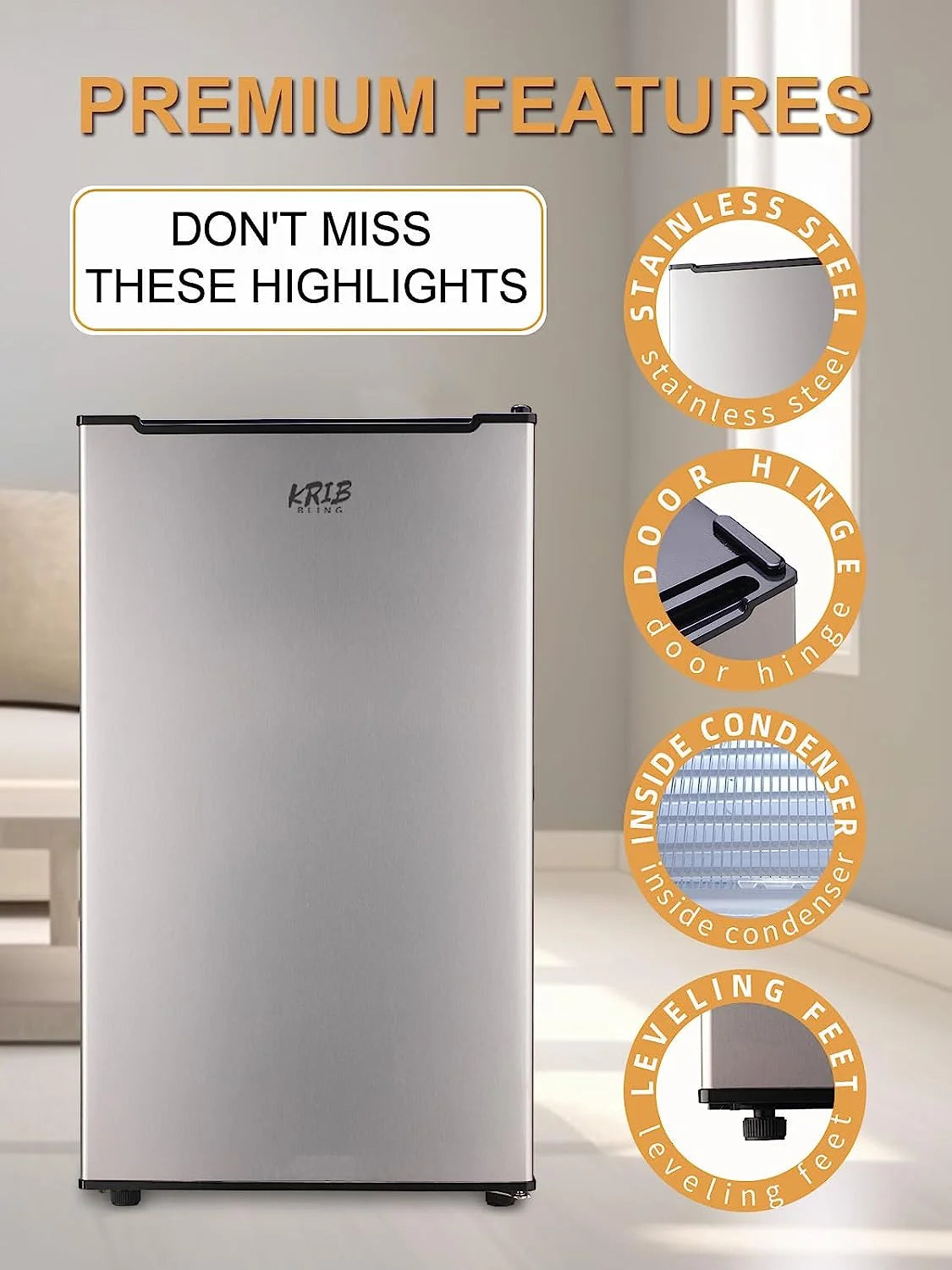 GGTB 3.0 Cu.ft Compact Upright Freezer with Reversible Single Door, Removable Shelves Mini Freezer with Adjustable Thermostat for Home/Kitchen/Office, Silver