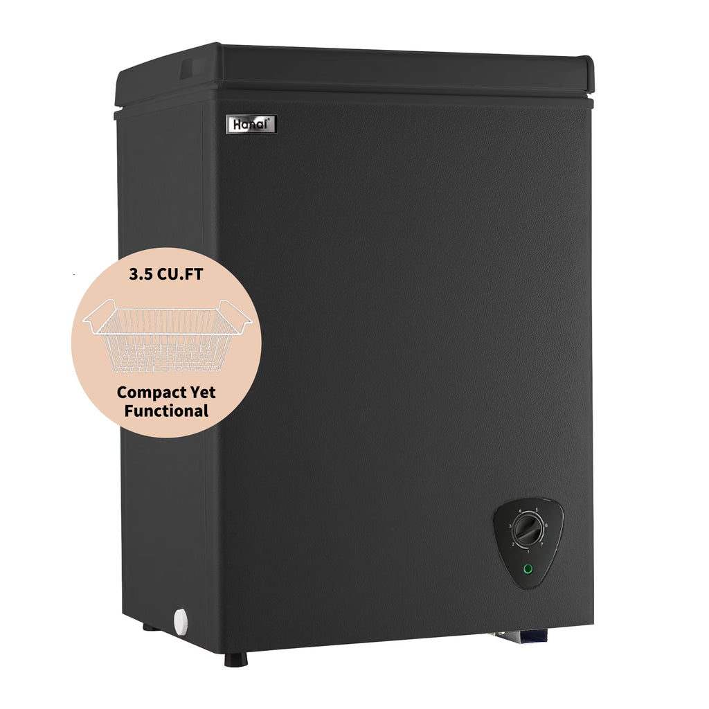 WANAI 3.5 Cu.ft,Chest Freezer,Deep Freezer,Removable Storage Basket Freezer,Black