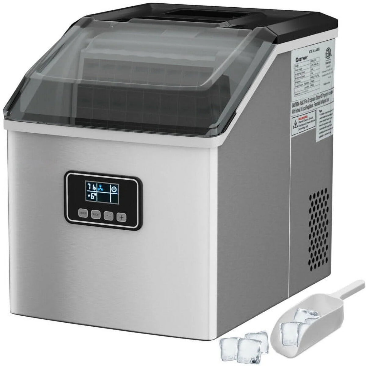Kadyn Countertop Ice Maker, Ice Machine, Portable Ice Maker, 48 lbs Stainless Self-Clean Ice Maker with LCD Display
