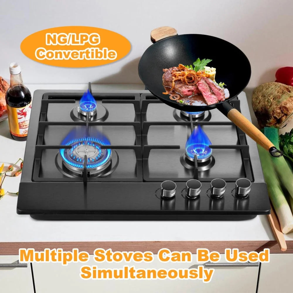 Tohu Stainless Steel Stove 3.3kW 5-Burner Closed Chassis Propane Cooktop for Outdoor/Indoor Cooking