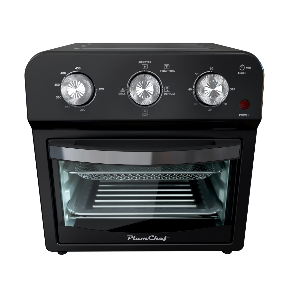 12.5 Quart Air Fryer Convection Toaster Oven, 1500W, 4 Cooking Modes, 7-in-1 Multifunction with Roast, Bake, Grill, Broil, Toast, Dehydrate, Defrost, Stainless Steel, Black