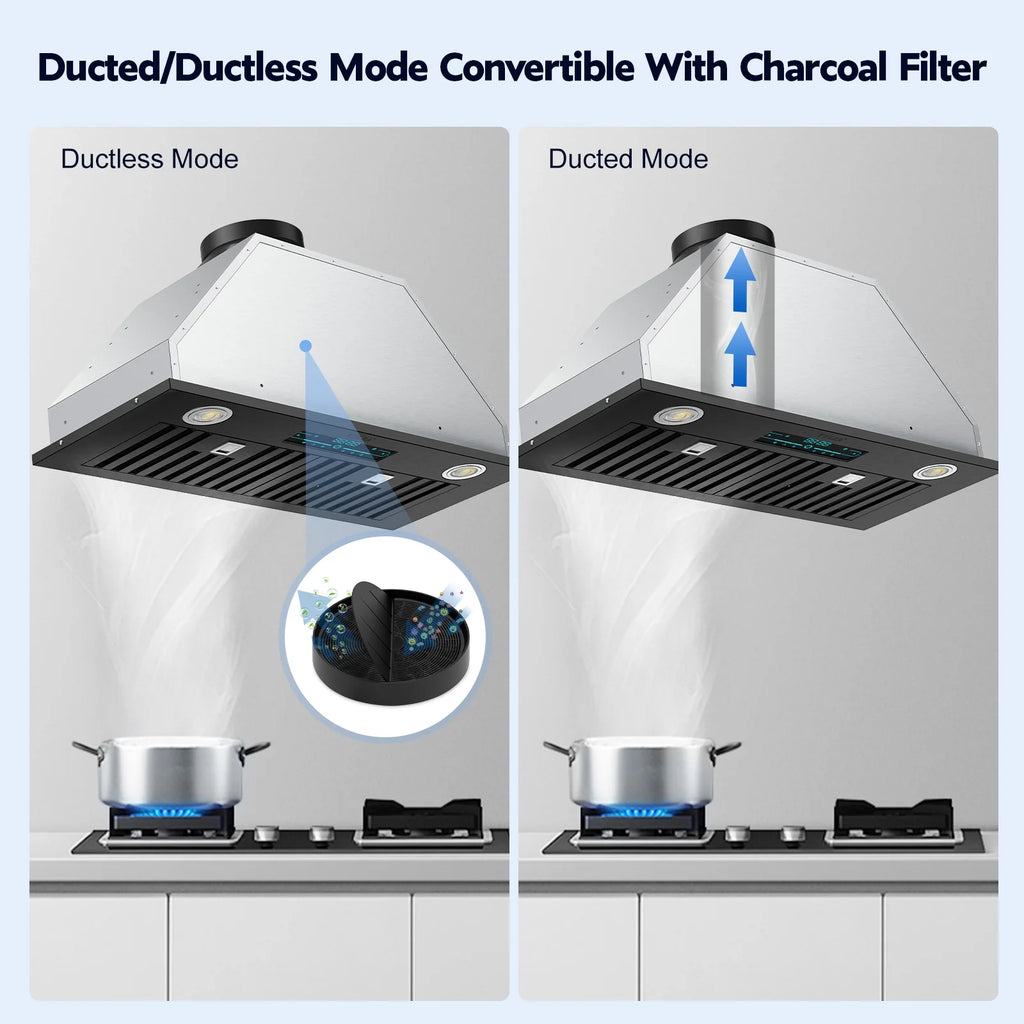 30" Under Cabinet Range Hood Kitchen Stove Vent Hood, with 900 CFM, 4 Speed Gesture Sensing&Touch Control Panel
