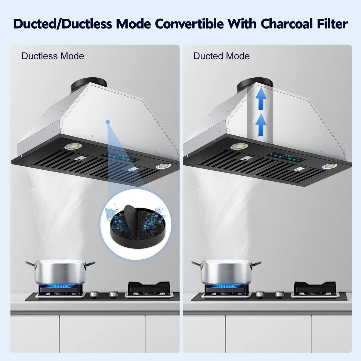 30" Under Cabinet Range Hood Kitchen Stove Vent Hood, with 900 CFM, 4 Speed Gesture Sensing&Touch Control Panel