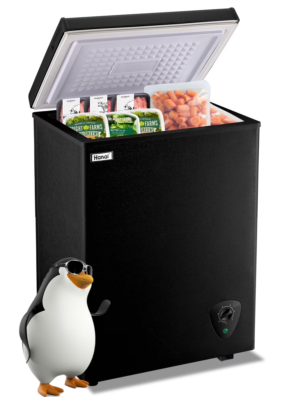 WANAI 5.0 Cu.ft Compact Freezer, Fast Cooling, Top Door Design, Energy-Efficient Deep Freezer White