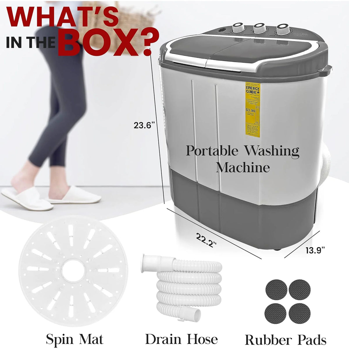 Open Box Pyle Pure Clean 110 Volt 2 in 1 Compact and Portable Washer and Dryer