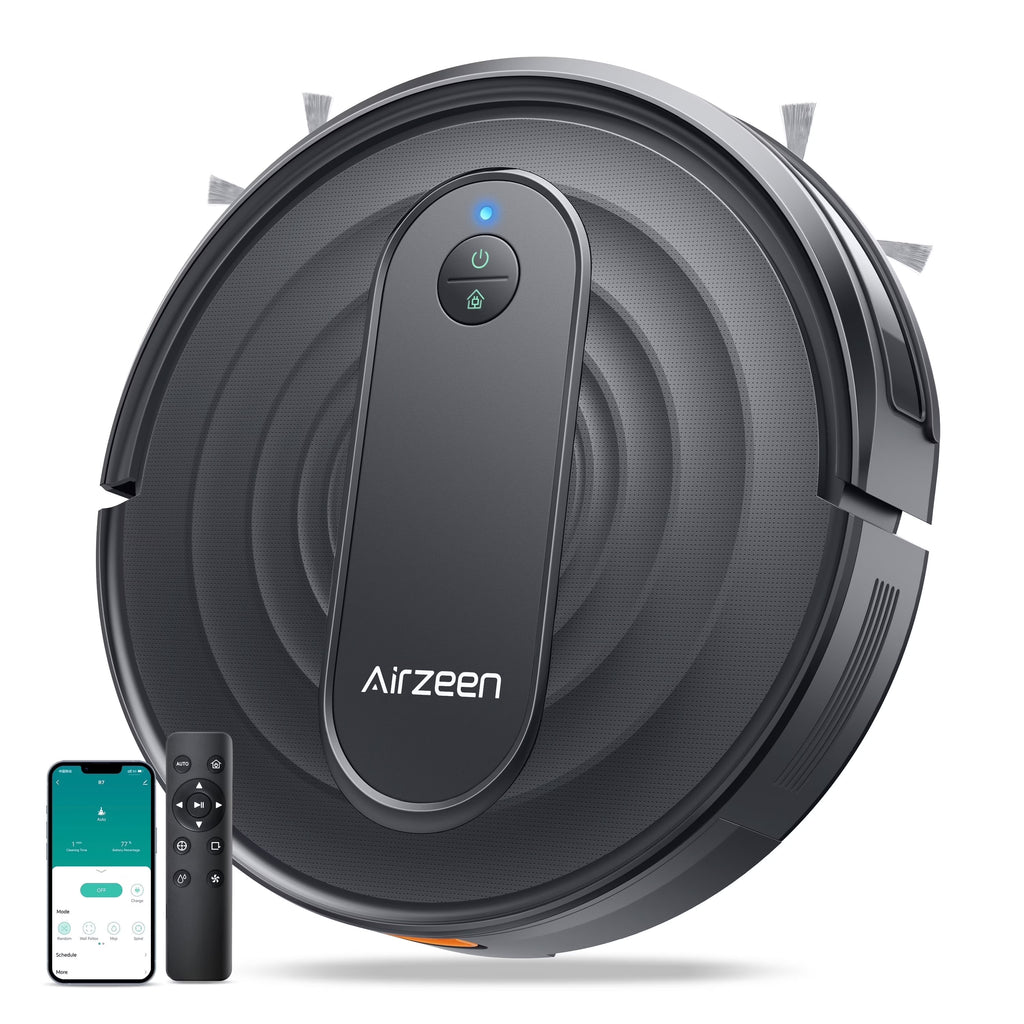 AIRZEEN Robot Aspirador 3000Pa, Robot Aspirador Inteligente con Alexa, para Alfombras, Suelos Duros y Hogar, Negro