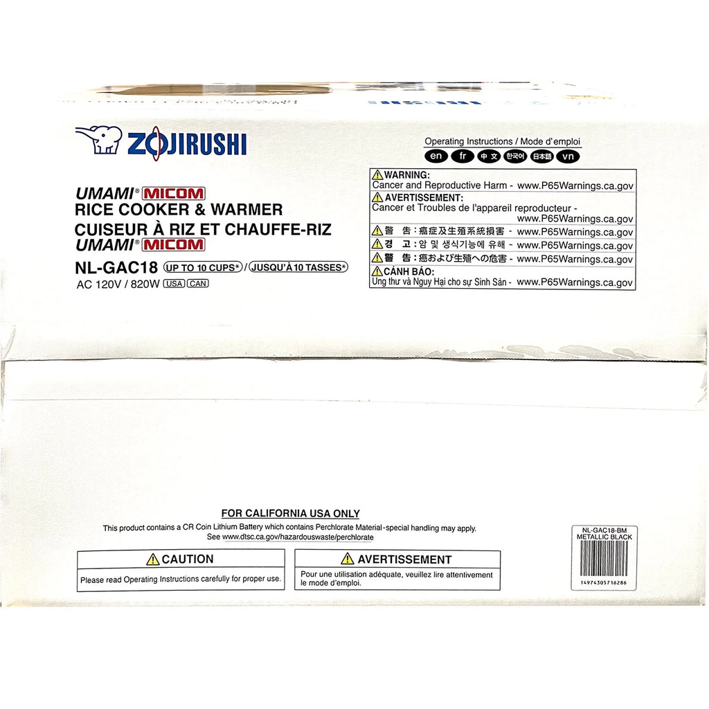 Zojirushi NL-GAC18BM 10 Cup (Uncooked) Umami Micom Rice Cooker and Warmer