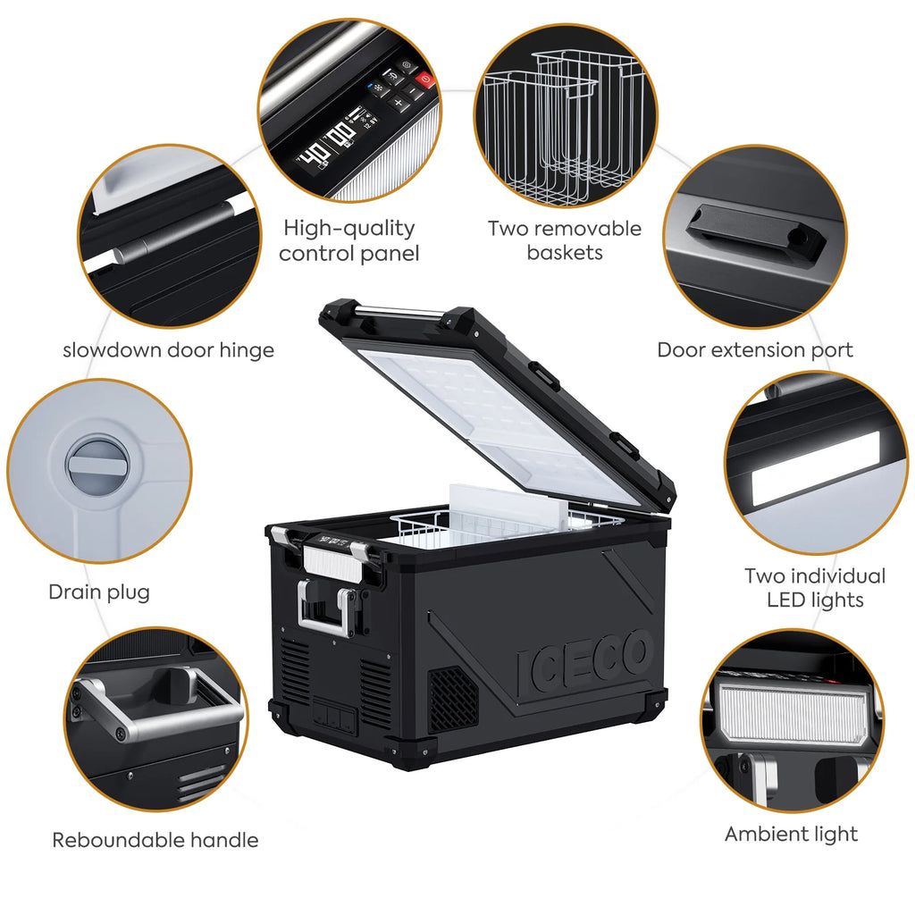 APL55 Aluminum Dual Zone 58QT Portable Cooler Black