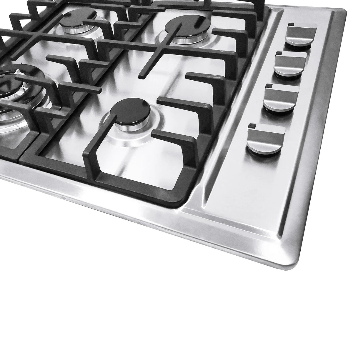 Stainless Steel 4-Burner Gas Stove, 3.0KW+1.75KW+1.0KW, Built-In Cooktop with Rotary Switch for Homes, Restaurants