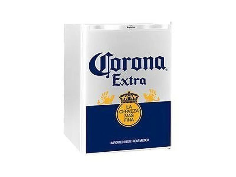 Corona Mini Beer Fridge with Freezer, 2.4 Cu. Ft, 70L Capacity White & Blue Compact Beverage Cooler