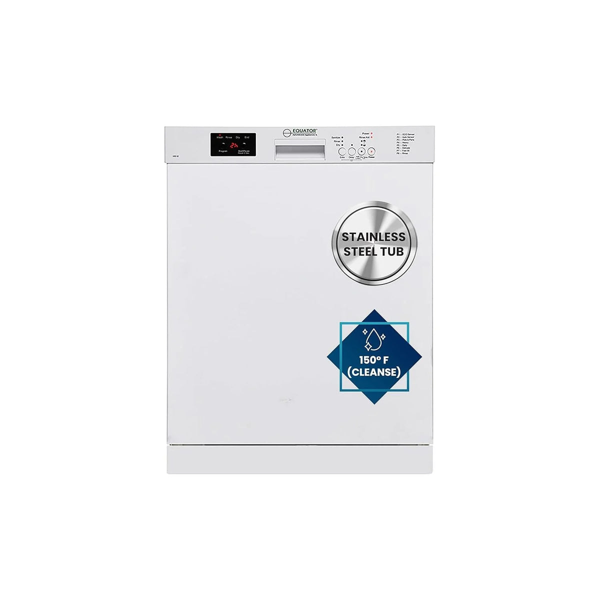 Homestock Renaissance Refinement Appliances Front Control 24-In Built-In Dishwasher (White) 22.4"D X 23.5"W X 32.3"H, Adjustable Tine, Auto Program, Adjustable Rack - Length:164-Length:164