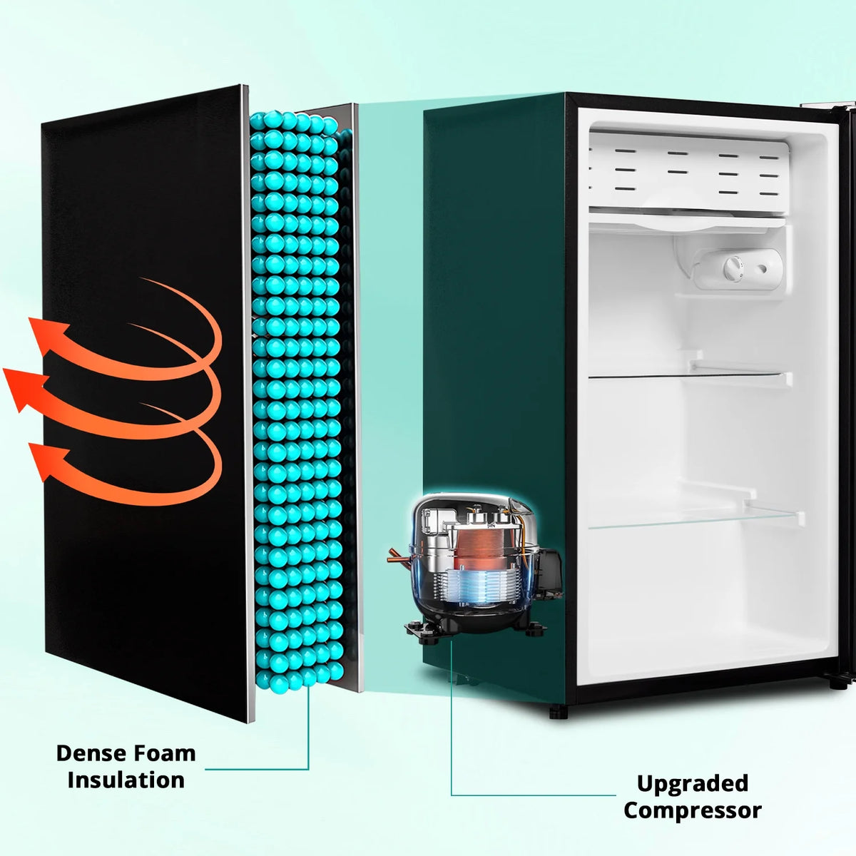 Smeta 3.2 Cu ft Compact Refrigerator 115V Quiet Fridge Fresh Food Energy Saving Home Office Bedroom