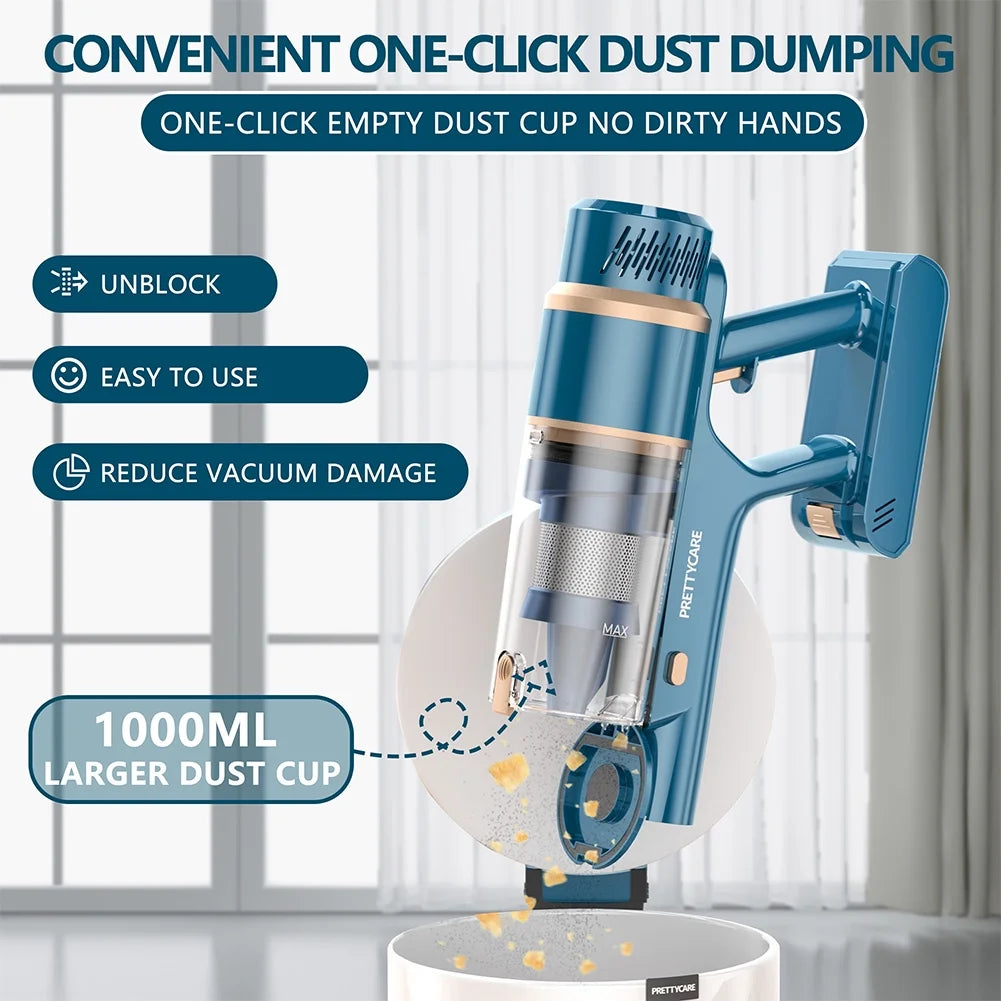 PrettyCare Cordless Vacuum Cleaner Lightweight Stick Vacuum 38kPa with 45min Runtime for Carpet Hard Floors Cleaner Pet Hair P2