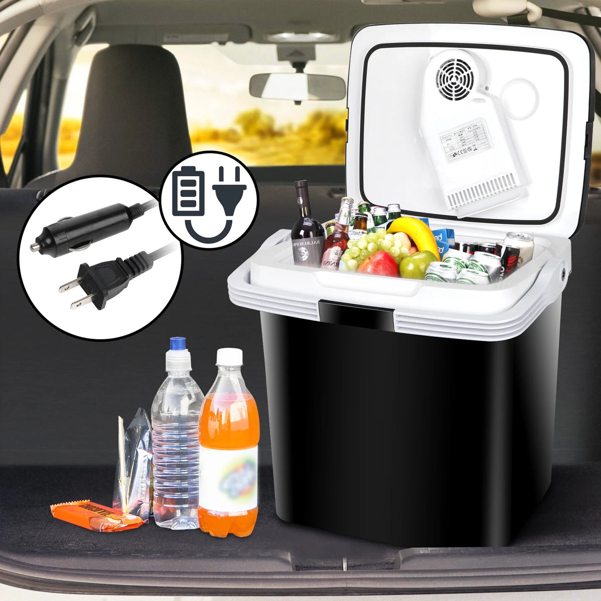 Segawe 28Qt Mini Thermoelectric Cooler/Warmer Portable Electric Car Fridge Travel Road Trips Camping Top Door