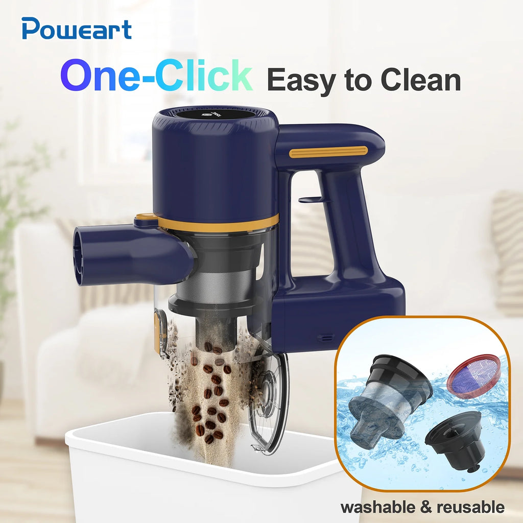 POWEART Lightweight Cordless Vacuum Cleaner 30kPa 55min Runtime, Cordless handheld Vacuum Cleaner for Carpet Floor,Hard Floor and Pet Hair