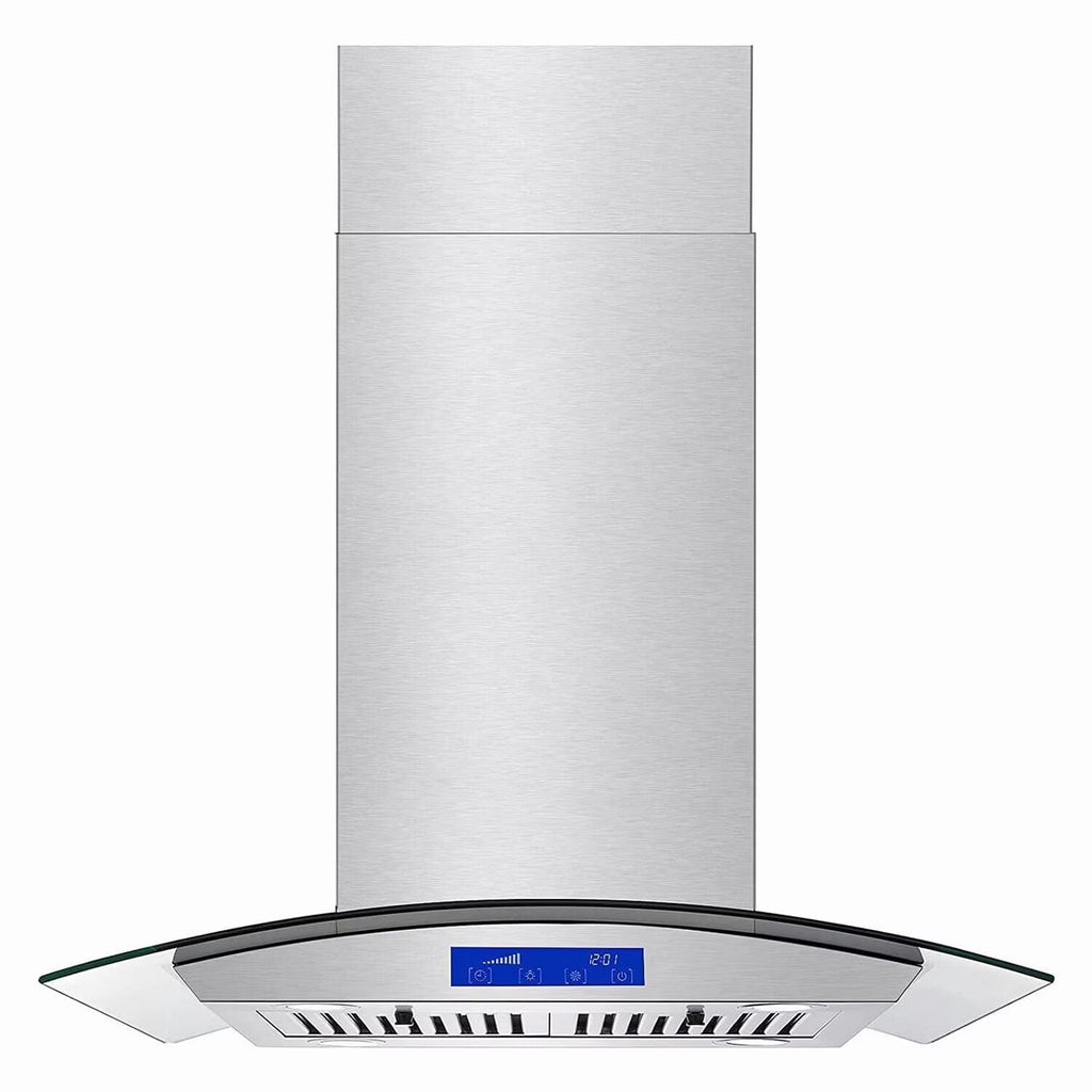 Joeaonz 30-Inch Island Range Hood 900CFM Stainless Steel with Glass Touch Control and Permanent Reusable Filters