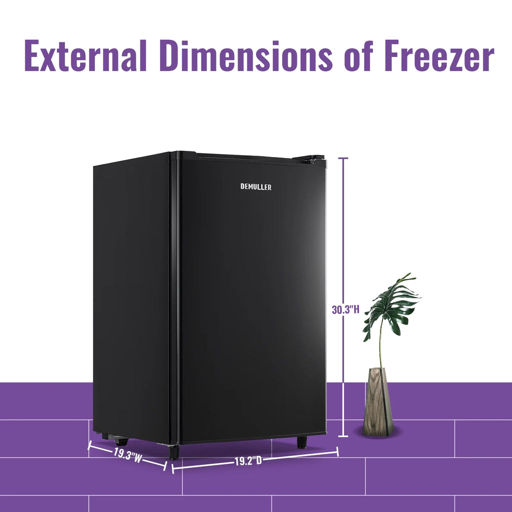 DEMULLER Upright Freezer 3.2 Cu. ft Front Door Freezer Compact Adjustable Thermostat Silver