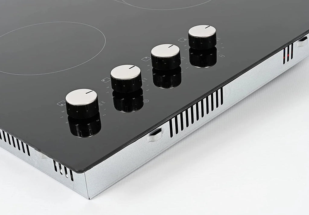 K&H German Designed 4 Burner 30 Inch Built-in Electric Stove Top Radiant Ceramic Kitchen Cooktop Knob Control 240V 7200W CE30-7206K
