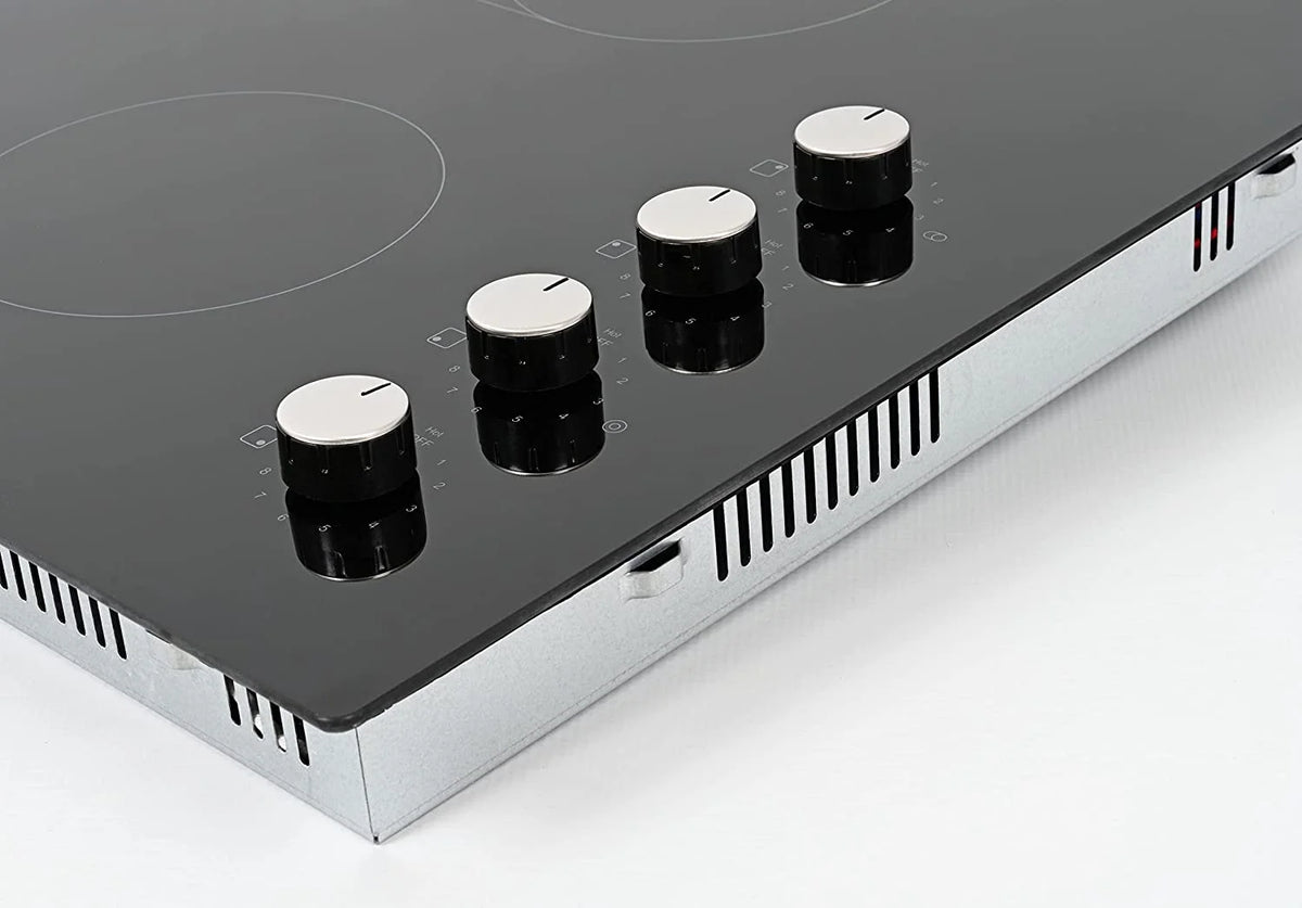 K&H German Designed 4 Burner 30 Inch Built-in Electric Stove Top Radiant Ceramic Kitchen Cooktop Knob Control 240V 7200W CE30-7206K