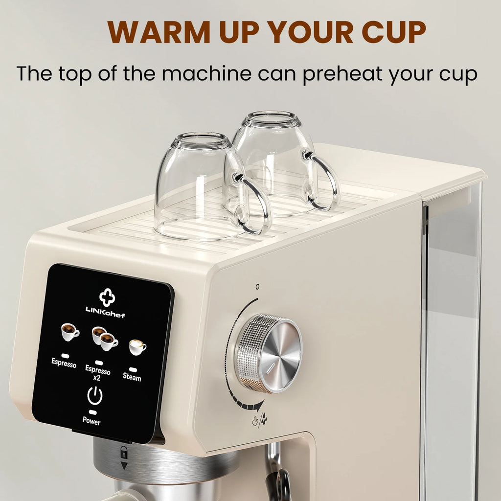 LINKChef Espresso Machine 20 Bar, Professional Espresso Maker with Milk Frother Steam Wand
