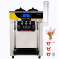 BENTISM Commercial Ice Cream Maker, 22-30L/H Yield, 2200W Countertop Soft Serve Machine w/ 2x6L Hopper 2L