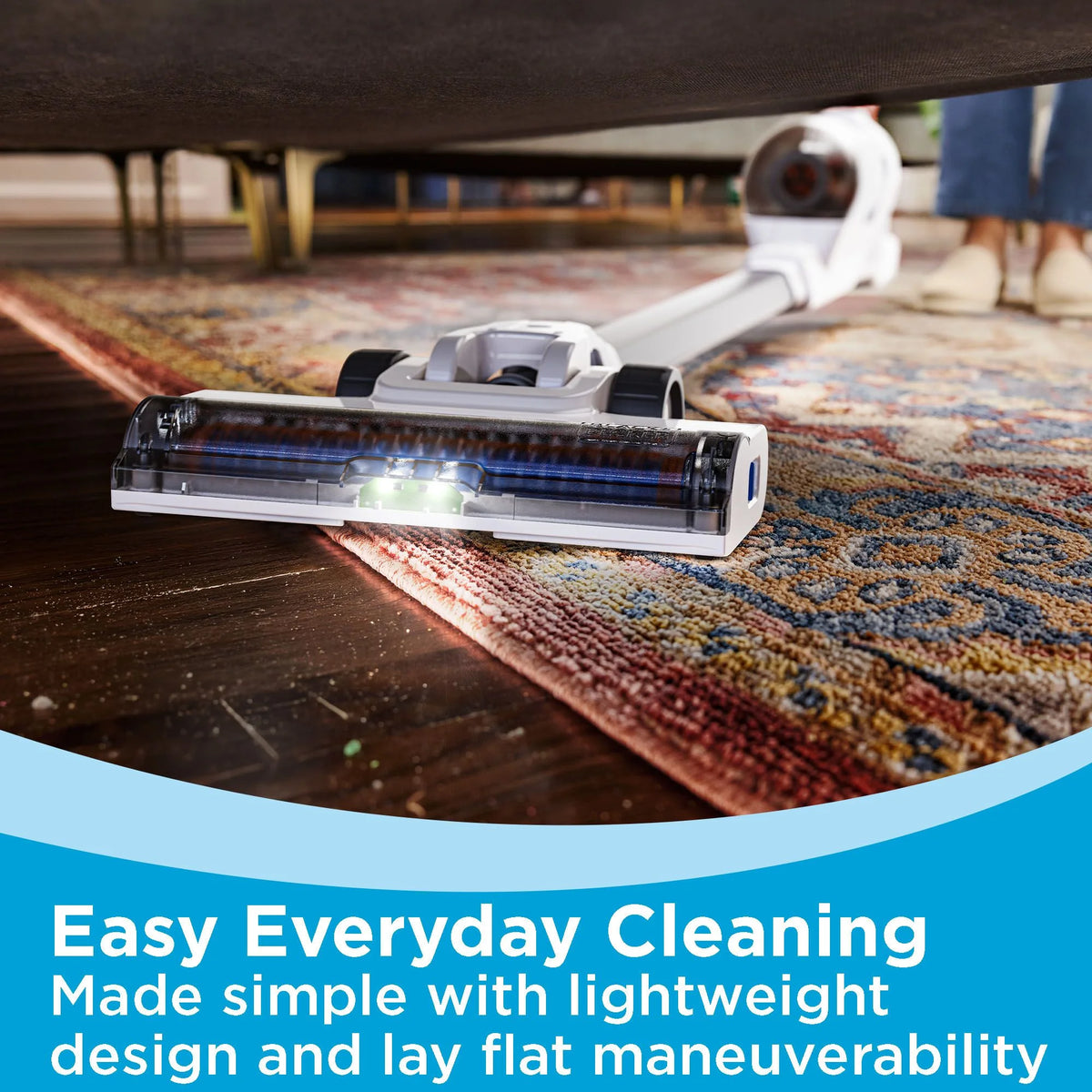 BLACK+DECKER POWERSERIES+ 16V MAX Cordless Stick Vacuum, Multi-Surface, with LED Floor Lights and Crevice Tool, 40 Minute Run-Time, BHFEA420J
