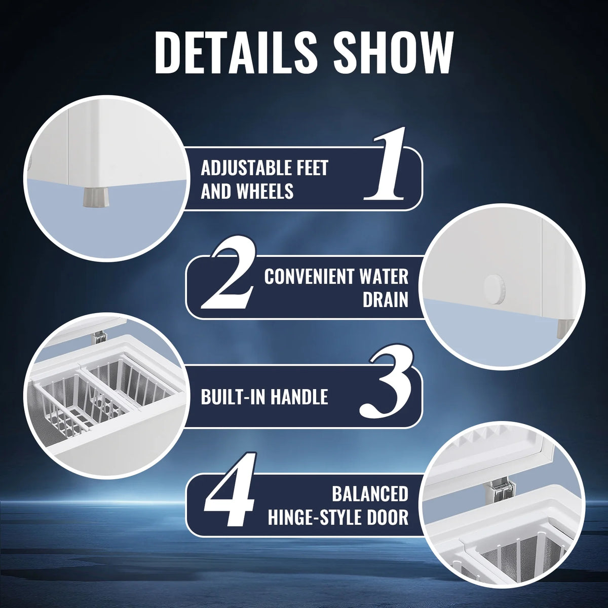 JIEJIA Compact Freezer 3.5 cu ft Environmental Chest Freezer, Mini Freezer with 7 Gear Adjustable Temperature, Removable Storage Basket, Energy Saving, White