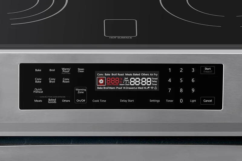 Kenmore 5.6 Cu. Ft. Front-Control 5 Element Electric Range Stove 240 Volts with Dual Ring Elements, Steam Clean, Precision Set Controls