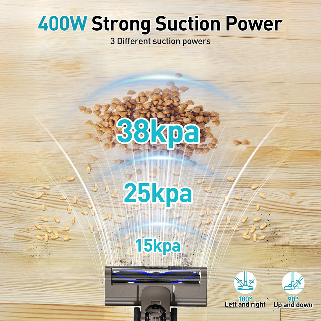 KANFUAQ Cordless Stick Vacuum Cleaner 38KPA 50Mins 2200mAh Lightweight for Home Pet Hair Carpet Hard Floor