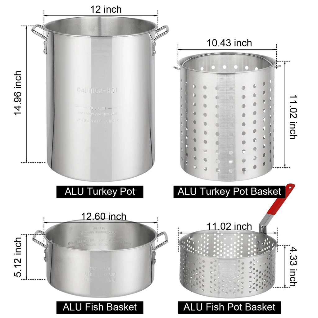 OverPatio 30qt Turkey Fryer Pot Boiler,Outdoor Aluminum Turkey Fryer with Injector Thermometer