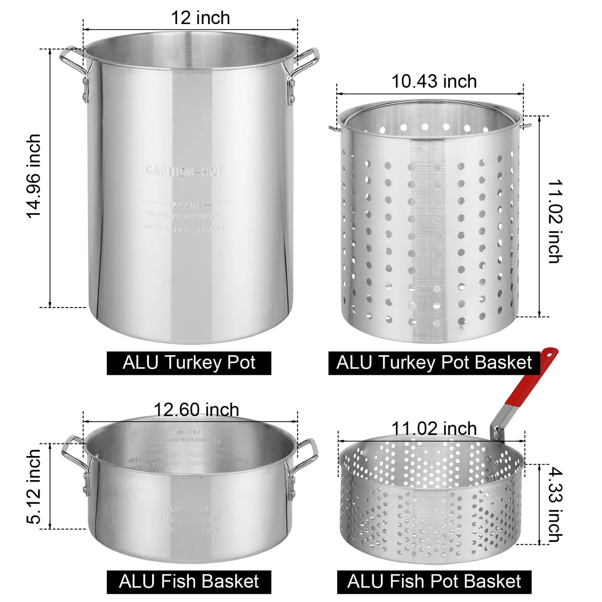 OverPatio 30qt Turkey Fryer Pot Boiler,Outdoor Aluminum Turkey Fryer with Injector Thermometer